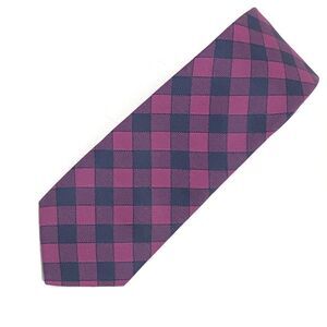 Pierre Cardin Slim Checkered Tie Navy Blue Pink